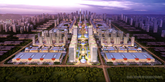 金桥国际商贸城鸟瞰图。